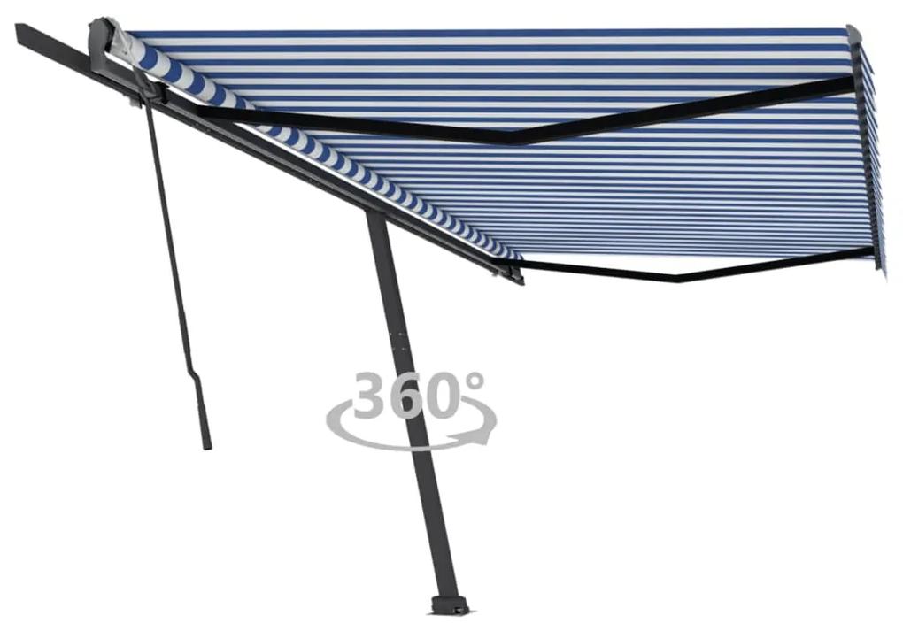 Tenda da Sole Manuale Autoportante 500x300 cm Blu/Bianca
