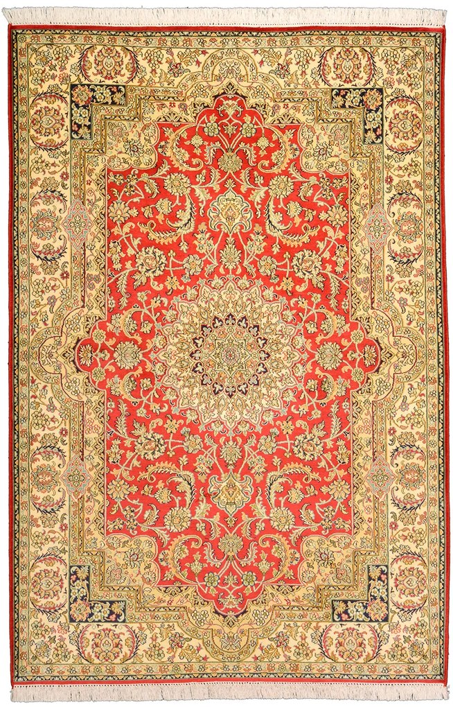 Cashmere Silk Tappeto 130 x 190 Beige (Indian) Annodato A Mano