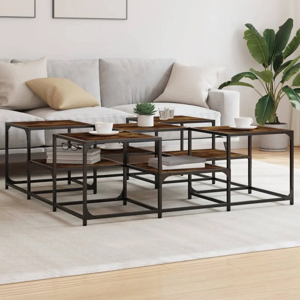 Tavolino Salotto Rovere Fumo 121x121x40 Cm Legno Multistrato /