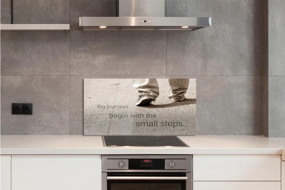 Pannello paraschizzi cucina Scarpe con scritte in cemento 100x50 cm