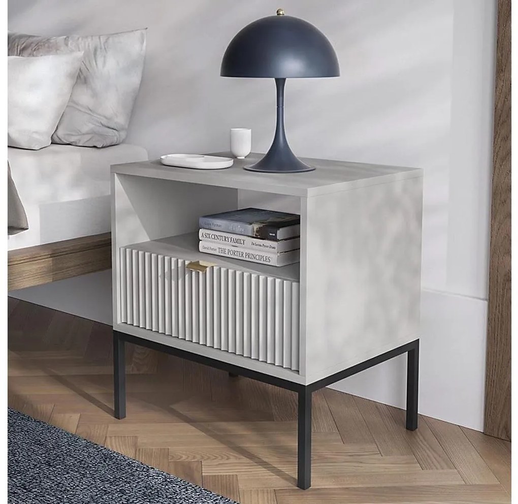 Comodino NOVA 56x54 cm grigio/nero