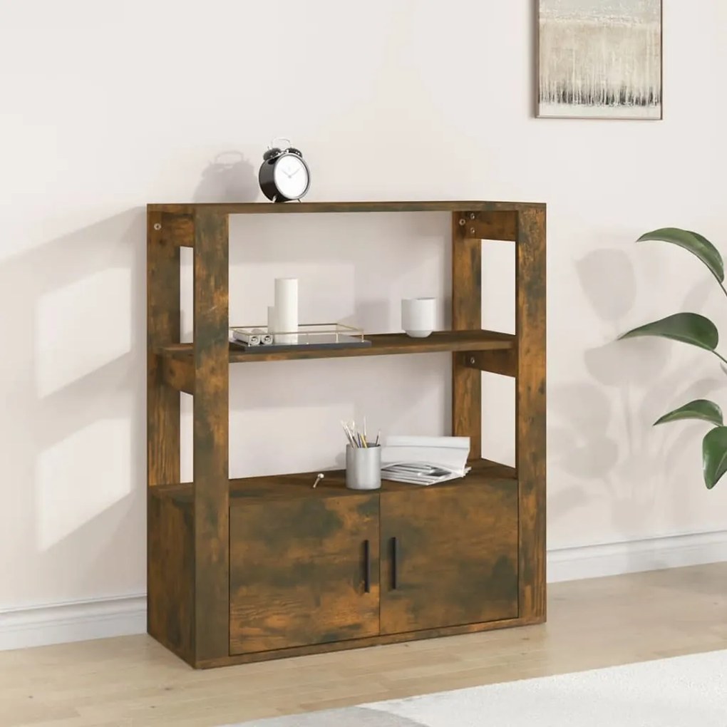 Credenza Rovere Fumo 80x30x90 Cm İn Legno Multistrato /