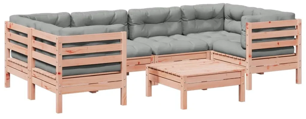 Set divani giardino 7 pz cuscini legno massello abete douglas