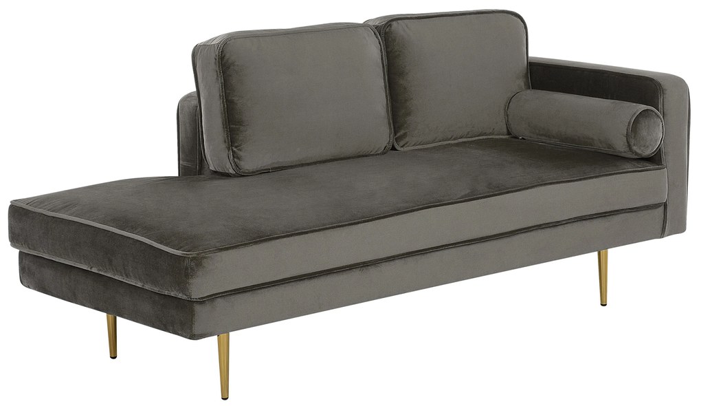 Chaise longue velluto tortora destra MIRAMAS Beliani