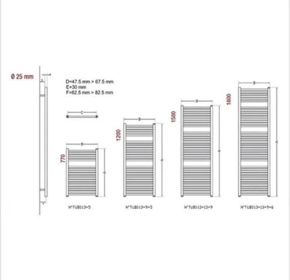 Termoarredo Scaldasalviette cromato Ercos linea Monica ASMCCF9300