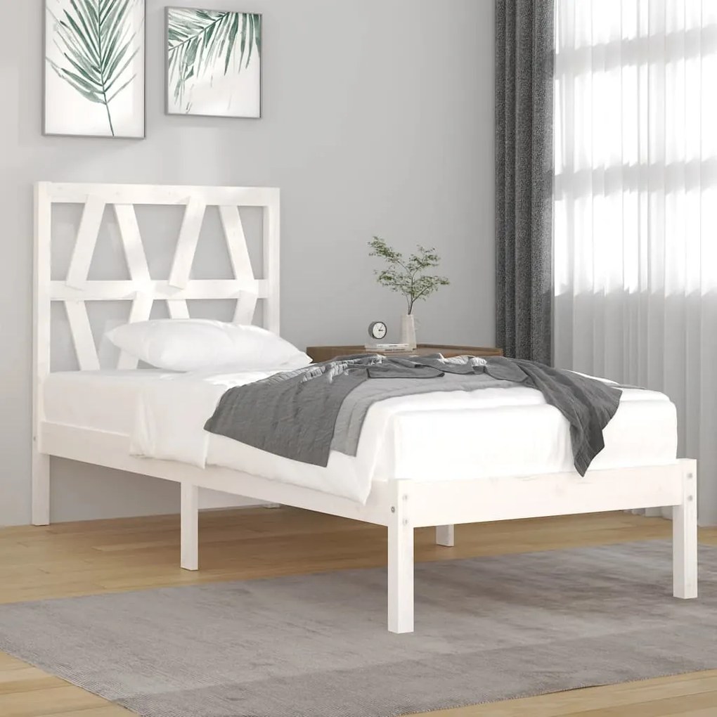 Giroletto Bianco İn Legno Massello Di Pino 90x190 Cm Single /