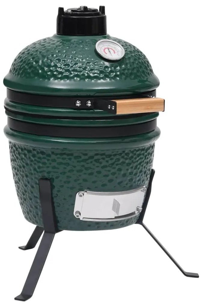 Barbecue Affumicatore 2 İn 1 Kamado İn Ceramica 56 Cm Verde /