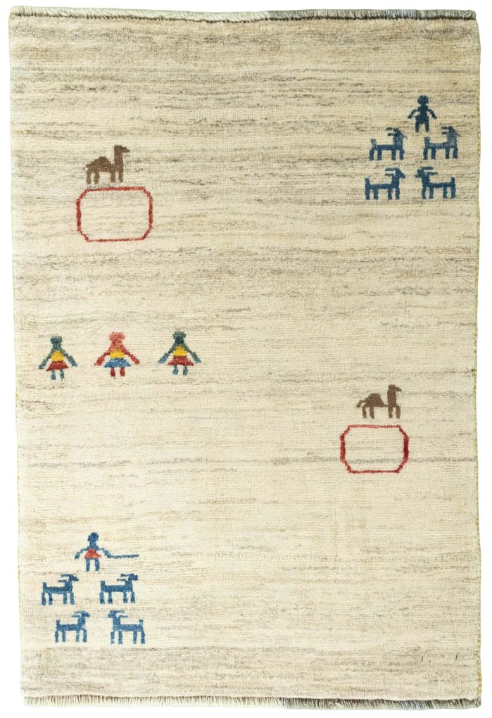 Gabbeh Tappeto persiano 130 x 90 Beige (Iran) Annodato A Mano
