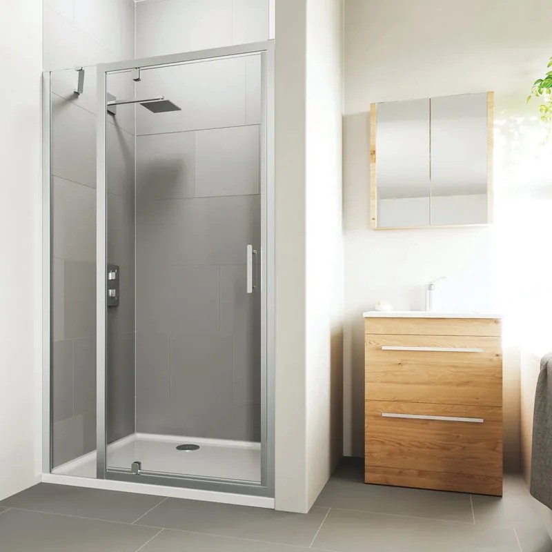 Fisso in linea Verve L 50 cm x H 190 cm per nicchia in vetro trasparente SP. 6 mm, profilo lucido cromo, serie Verve