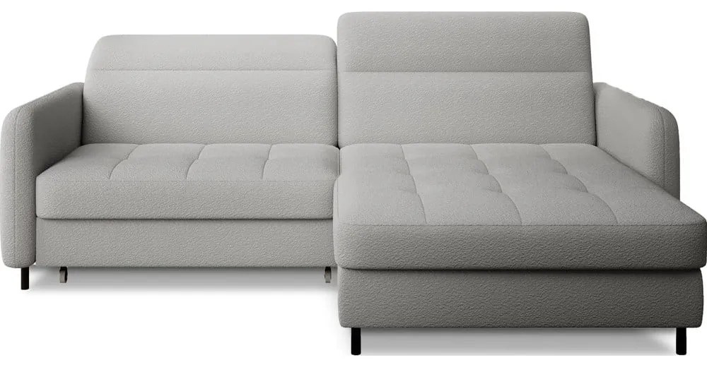 Divano angolare grigio allungabile/con contenitore (con penisola a destra/con chaise lounge) e rivestimento in bouclé Gomsi – ELTAP