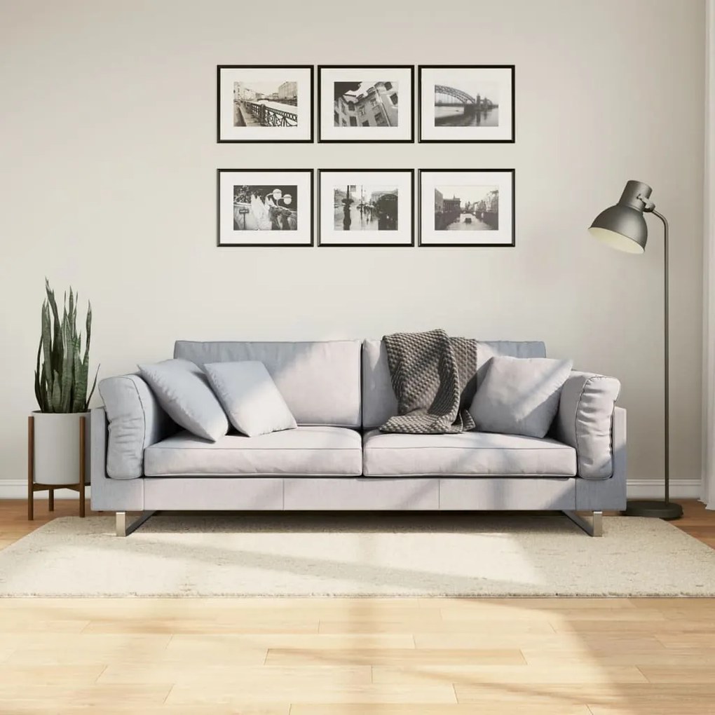 Tappeto Shaggy Pamplona A Pelo Lungo Moderno Crema 80x150 Cm /