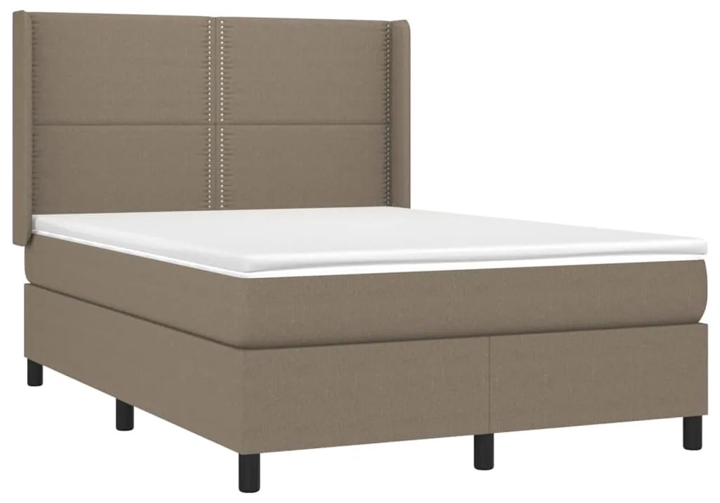 Letto a molle con materasso e led tortora 140x190 cm in tessuto