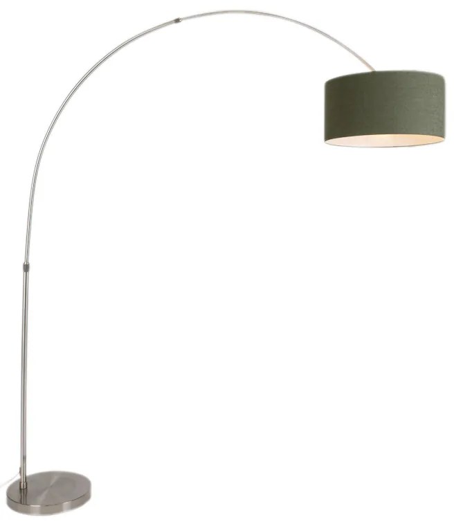 Lampada ad arco in acciaio con paralume verde muschio 50/50/25 - XXL