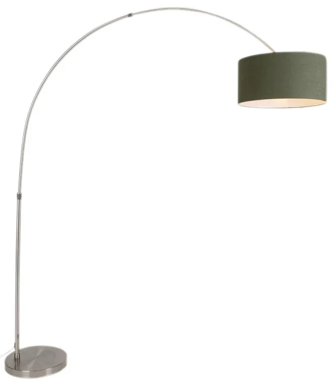 Lampada ad arco in acciaio con paralume verde muschio 50/50/25 - XXL