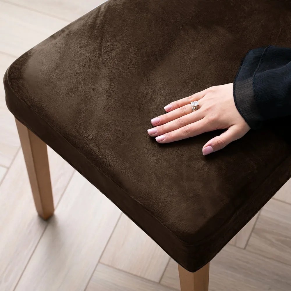 Coprisedia marrone con rivestimento elastico per sedie 48 cm Sento – Restilo