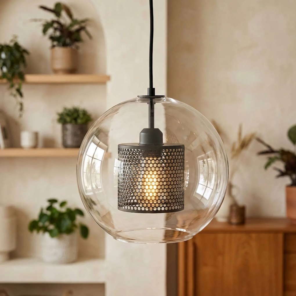 Lampada pensile di vetro nero loft APP558-1CP 25cm