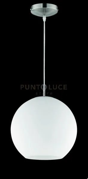 Moon sospensione sfera vetro bianca d.30cm 1 luce attacco e27
