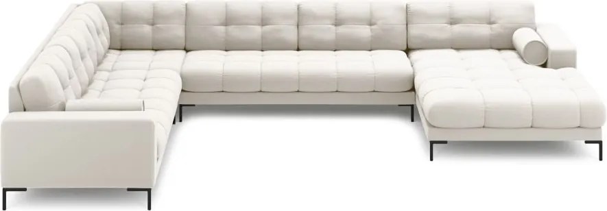 Divano angolare Bali U 7 posti imbottito con gambe nere - L327 x l256 x h75