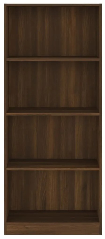 Libreria 4 Ripiani Rovere Marrone 60x24x142cm Legno Multistrato