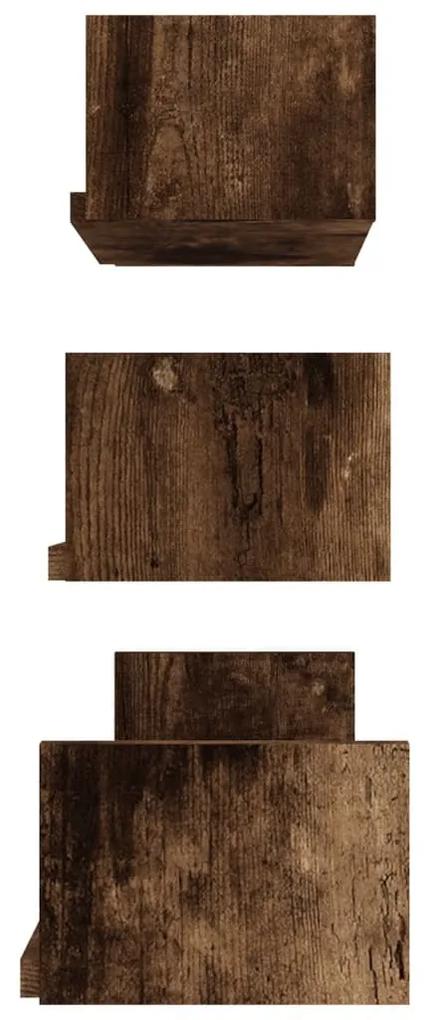 Mensole espositive da parete 3 pz rovere fumo legno multistrato