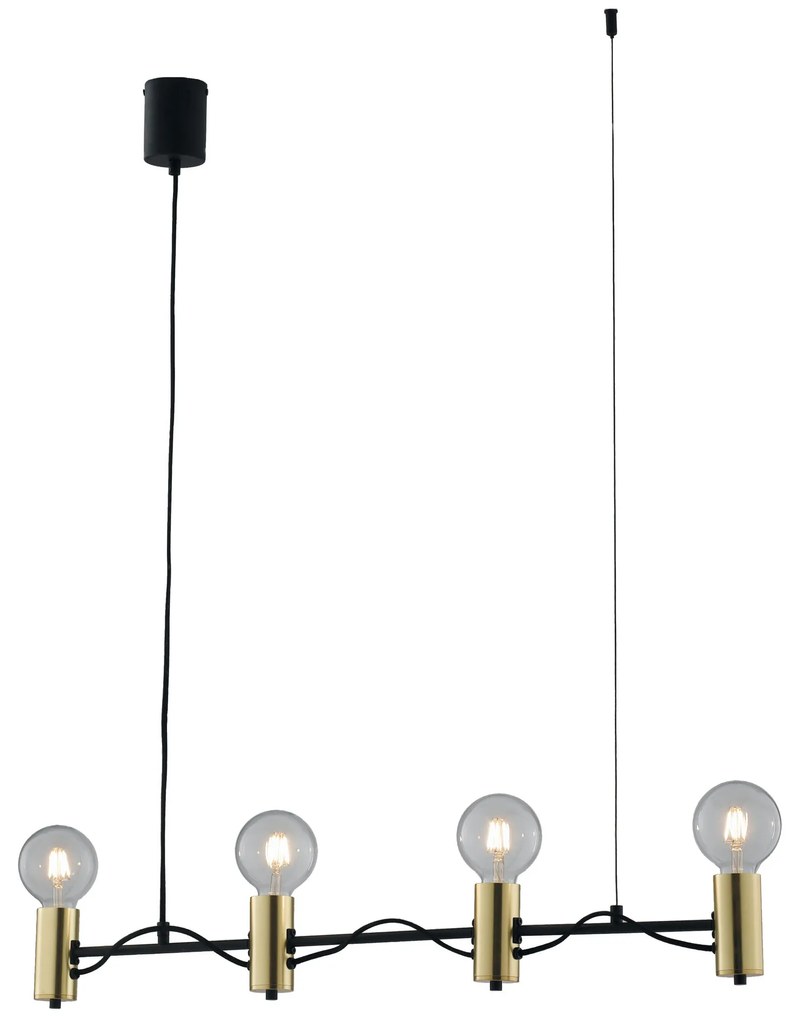 Lampadario Sospensione Axon Class Colore Nero Oro 60W  Mis  89 x 7,5 x 120 cm