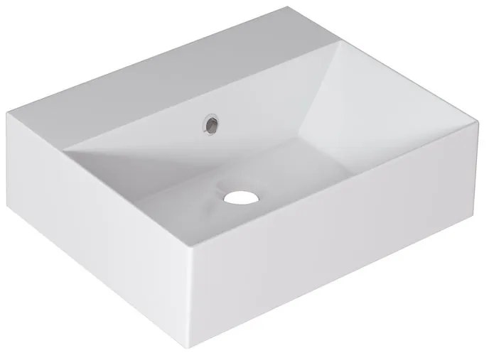 Lavabo da appoggio rettangolare in ceramica bianco