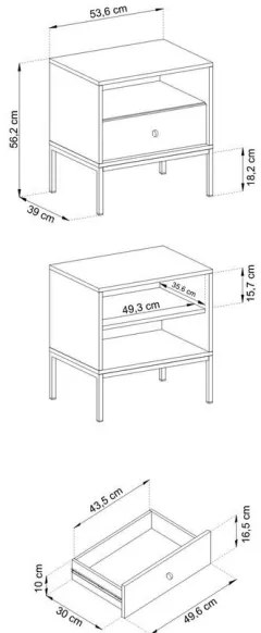 Comodino MONO 56x54 cm blu