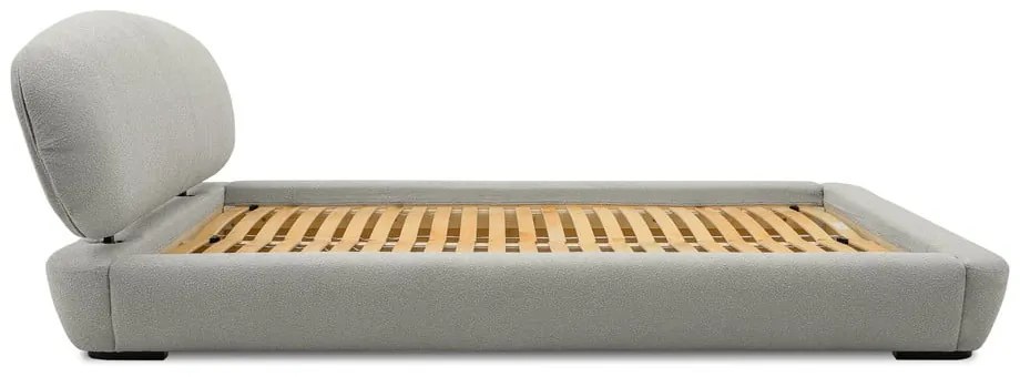 Letto matrimoniale imbottito grigio chiaro con doghe in legno 160x200 cm Odette - Scandic