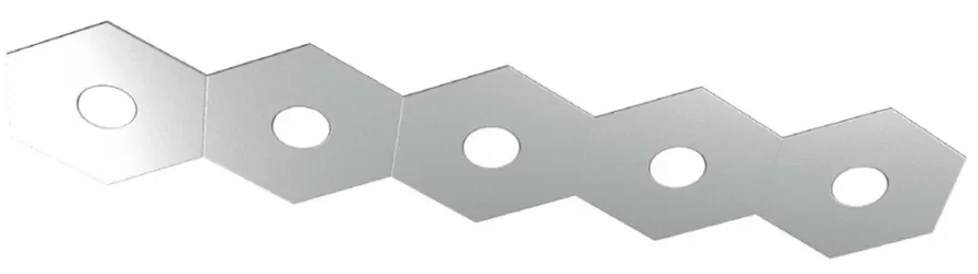 Plafoniera Moderna Hexagon Metallo Grigio 5 Luci Led 12X5W