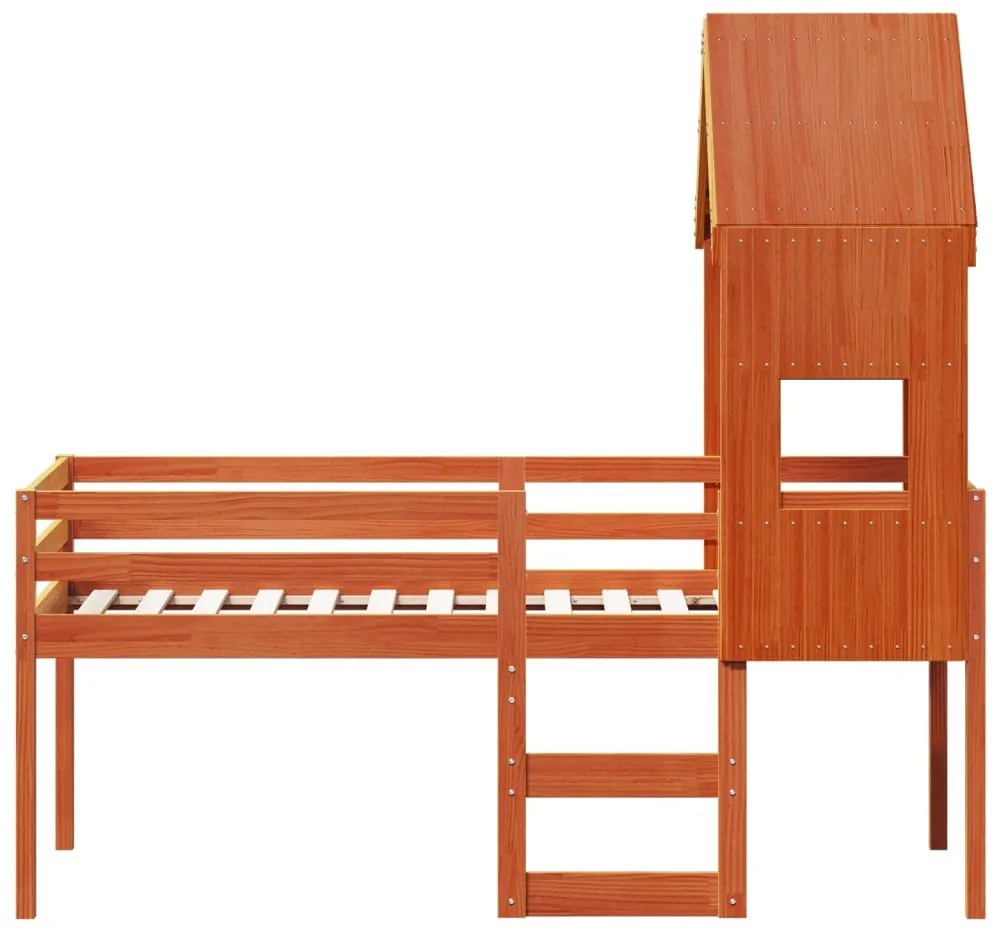 Letto a soppalco con tetto cera 75x190cm legno massello di pino