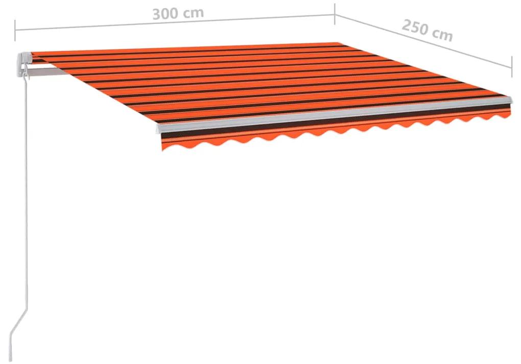 Tenda da Sole Manuale con LED 300x250cm Arancione e Marrone