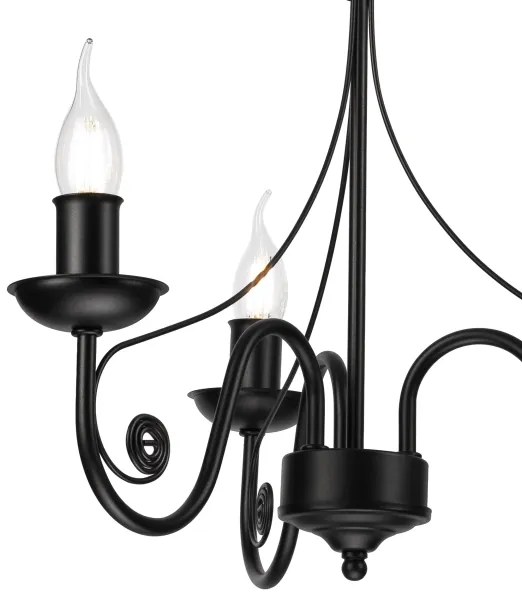 Lampadario a sospensione con catena DONATO 3xE14/40W/230V nero