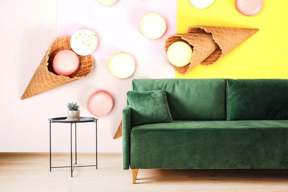 Carta da parati – Macarons nel cono