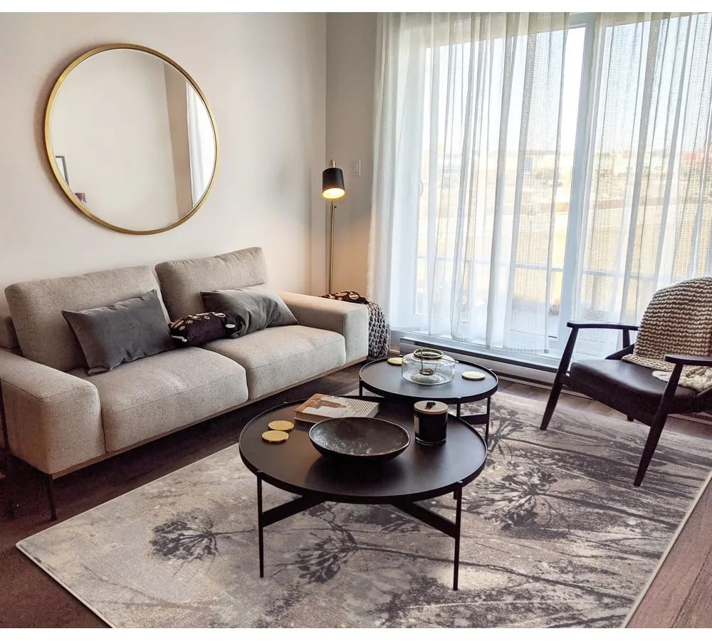 Tappeto in lana grigio crema 160x240 cm Lissey - Agnella