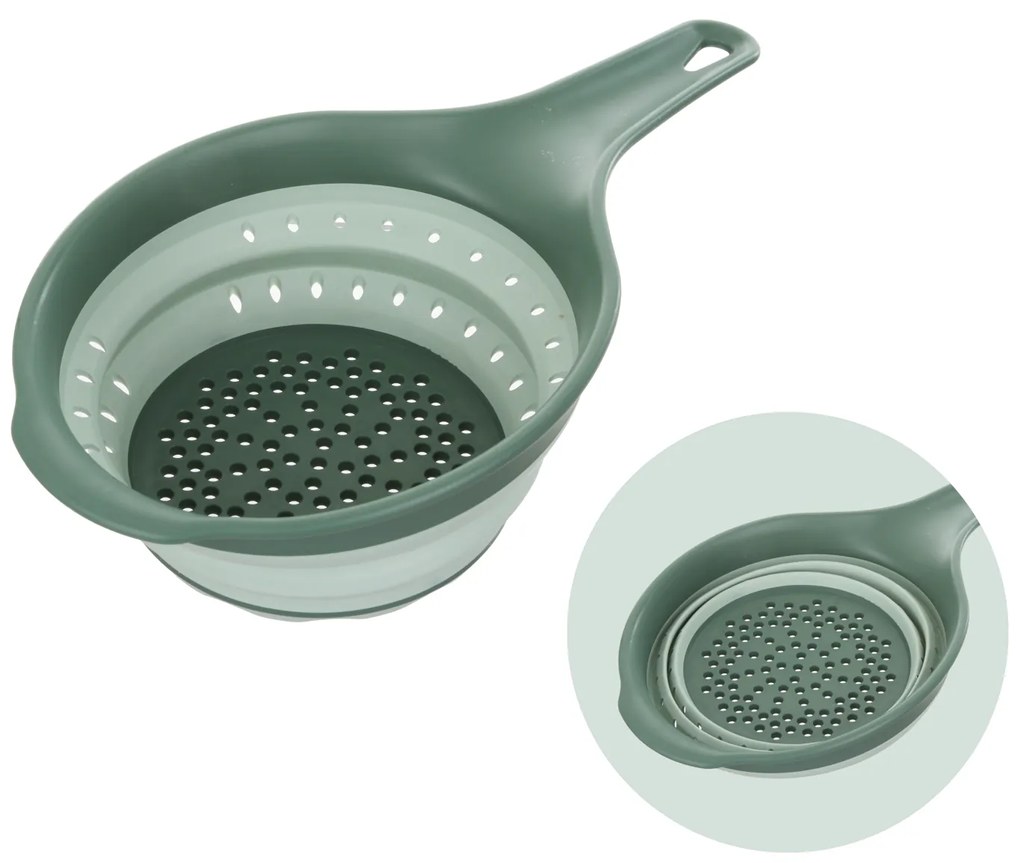Colino salvaspazio pieghevole verde con manico