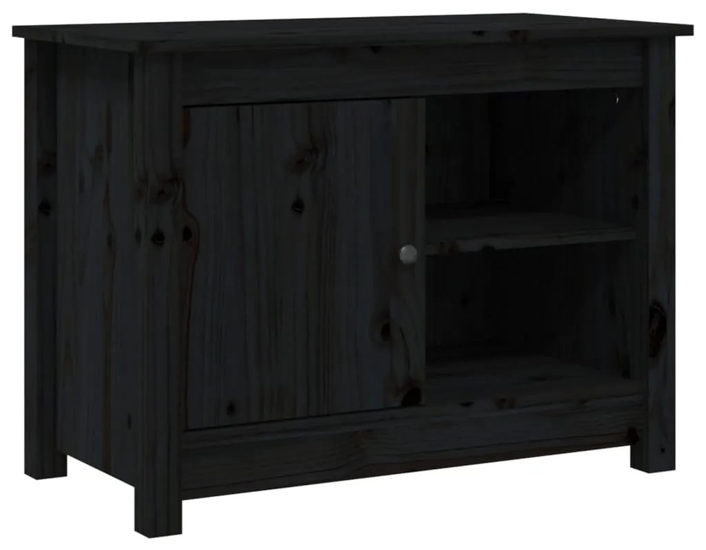 Mobile porta tv nero 70x36,5x52 cm in legno massello di pino