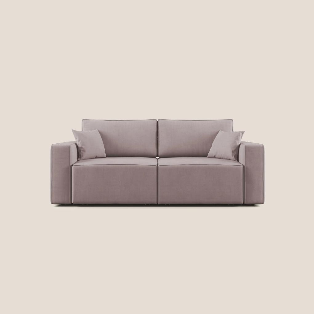 Morfeo divano con seduta estraibile in morbido tessuto impermeabile T02 rosa 180 cm