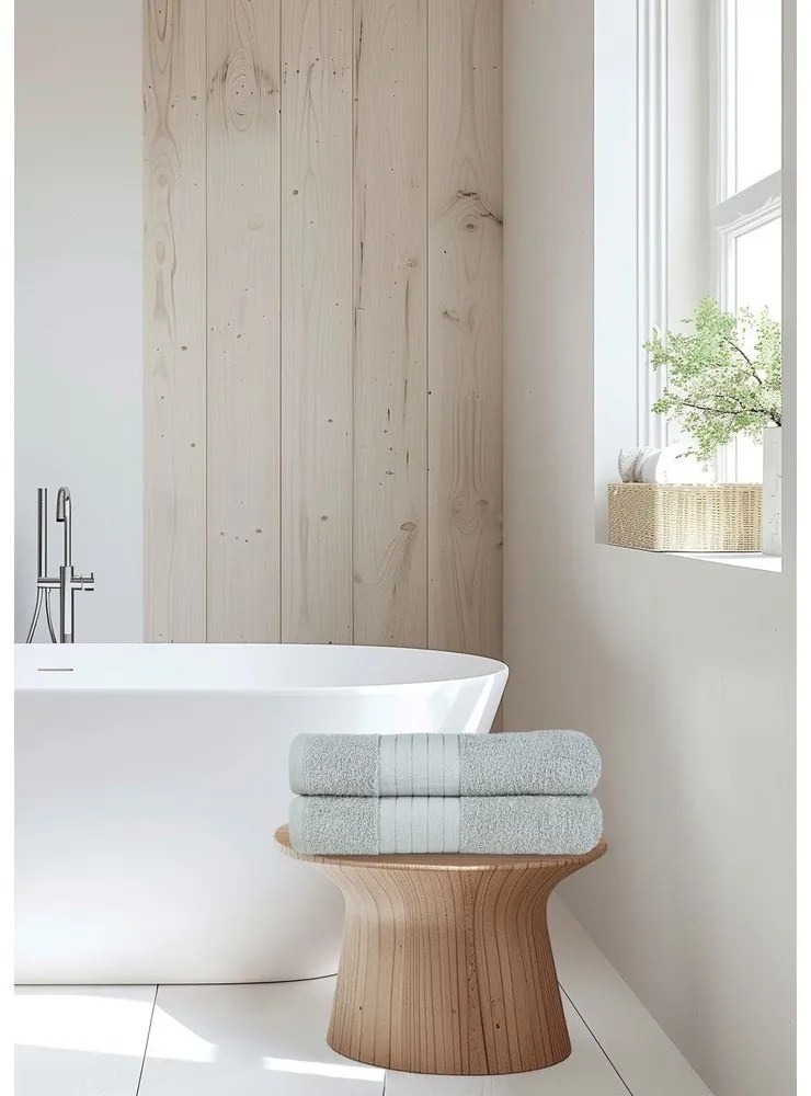 Set di 2 asciugamani in spugna di cotone grigio chiaro 70x140 cm - Good Morning