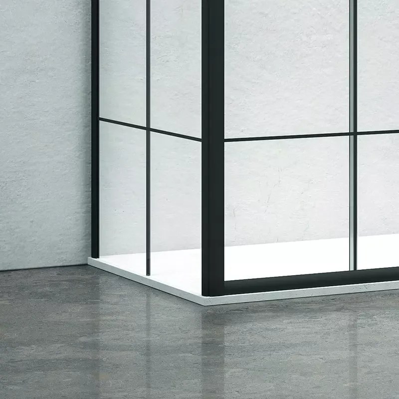 Box doccia angolare 160x70 doppio scorrevole telaio nero NICO-D6000S - KAMALU