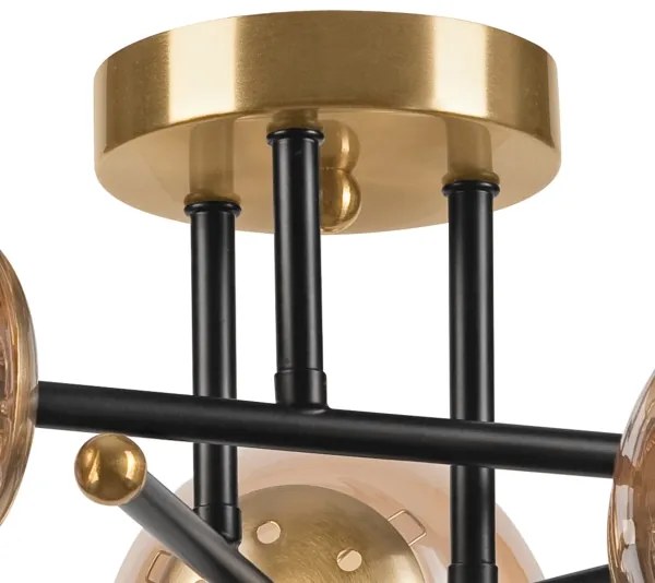 Lampadario a plafone MALENA 3xE14/5W/230V oro/nero/fumé beige