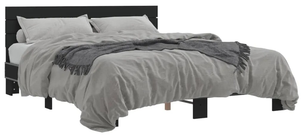 Giroletto Nero 160x200 Cm İn Legno Multistrato E Metallo /