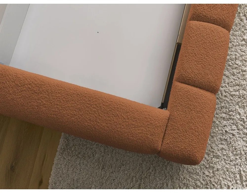 Letto matrimoniale imbottito arancione contenitore e rete inclusi 160x200 cm Denali - Bobochic Paris