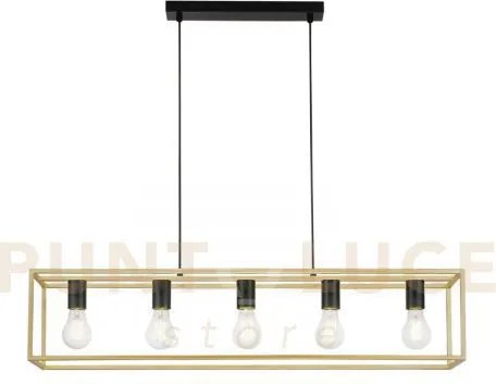 Lampadario a sospensione kimera nera e oro satinato 5 luci attacco ...