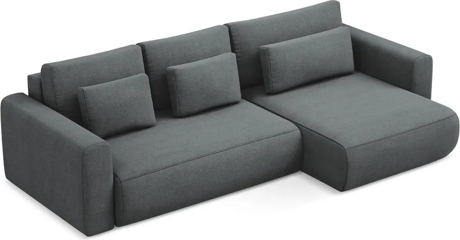 Divano angolare grigio scuro allungabile/con contenitore (con penisola a destra/con chaise lounge) Kapua – Makamii