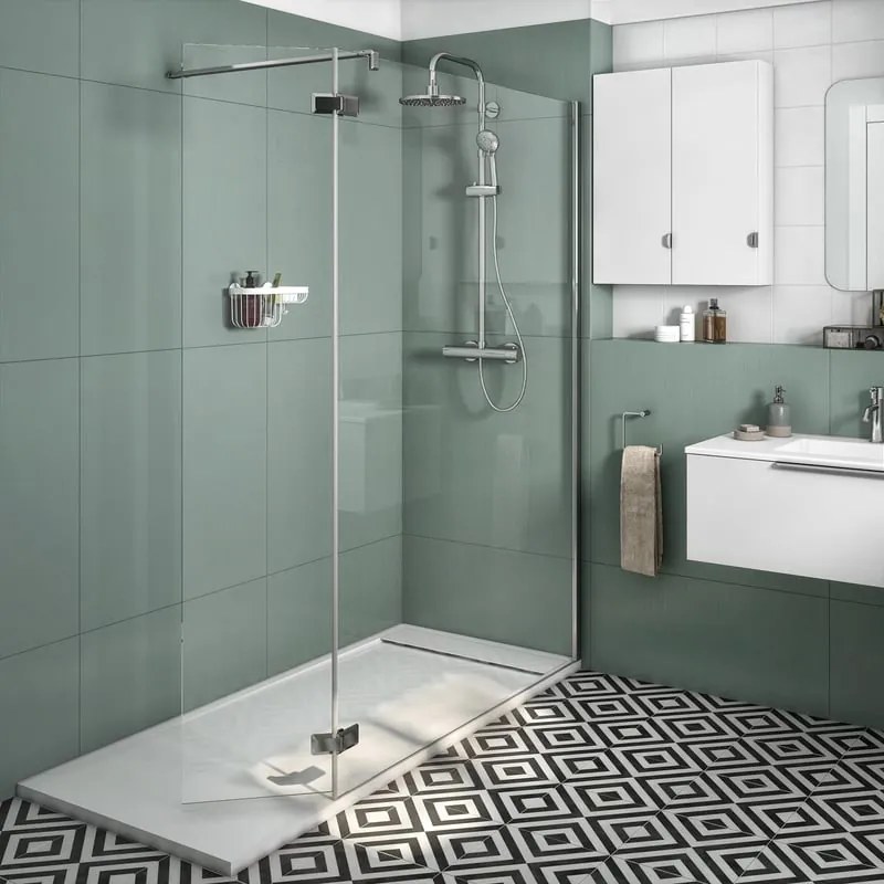 Box doccia walk-in Neo, vetro 8 mm, L 158-159.5 cm x H 200 cm, profilo cromo