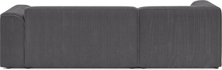 Divano angolare grigio scuro (con penisola a sinistra/con chaise lounge) con rivestimento in velluto a coste Merid – Ropez