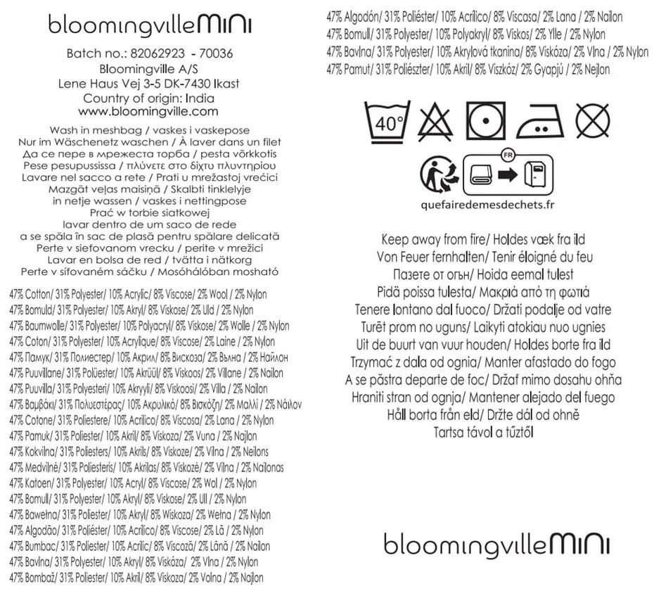 Coperta per bambini color crema in cotone riciclato 130x160 cm Sylvie – Bloomingville Mini