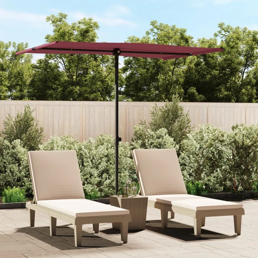 Ombrellone Da Giardino Con Palo İn Alluminio 2x1,5 M Bordò /