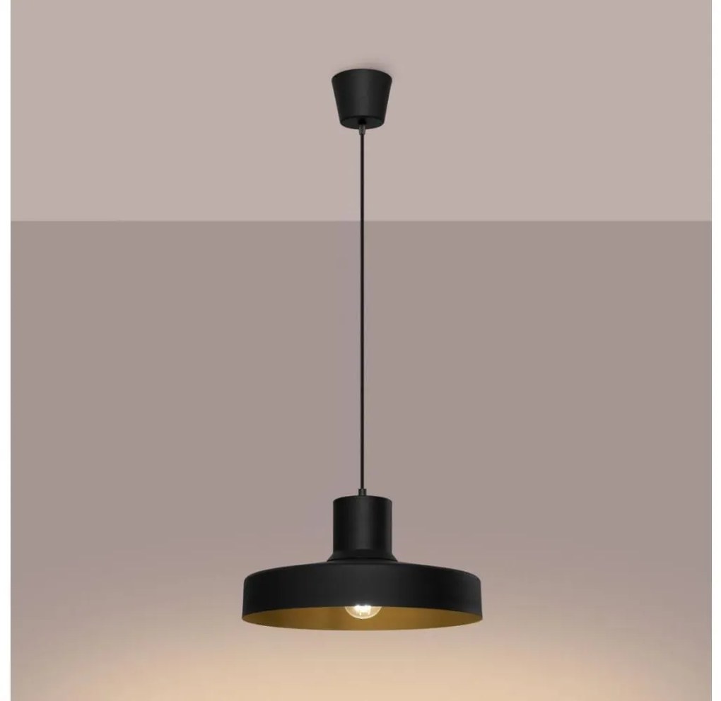 Sollux SL.1703 - Lampadario a sospensione con filo BILO 1xE27/15W/230V diametro 35 cm nero