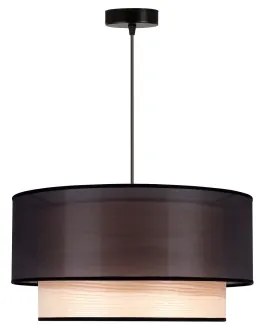 Duolla - Lampadario a sospensione con filo WOOD BOHO 1xE27/15W/230V diametro 45 cm nero/beige